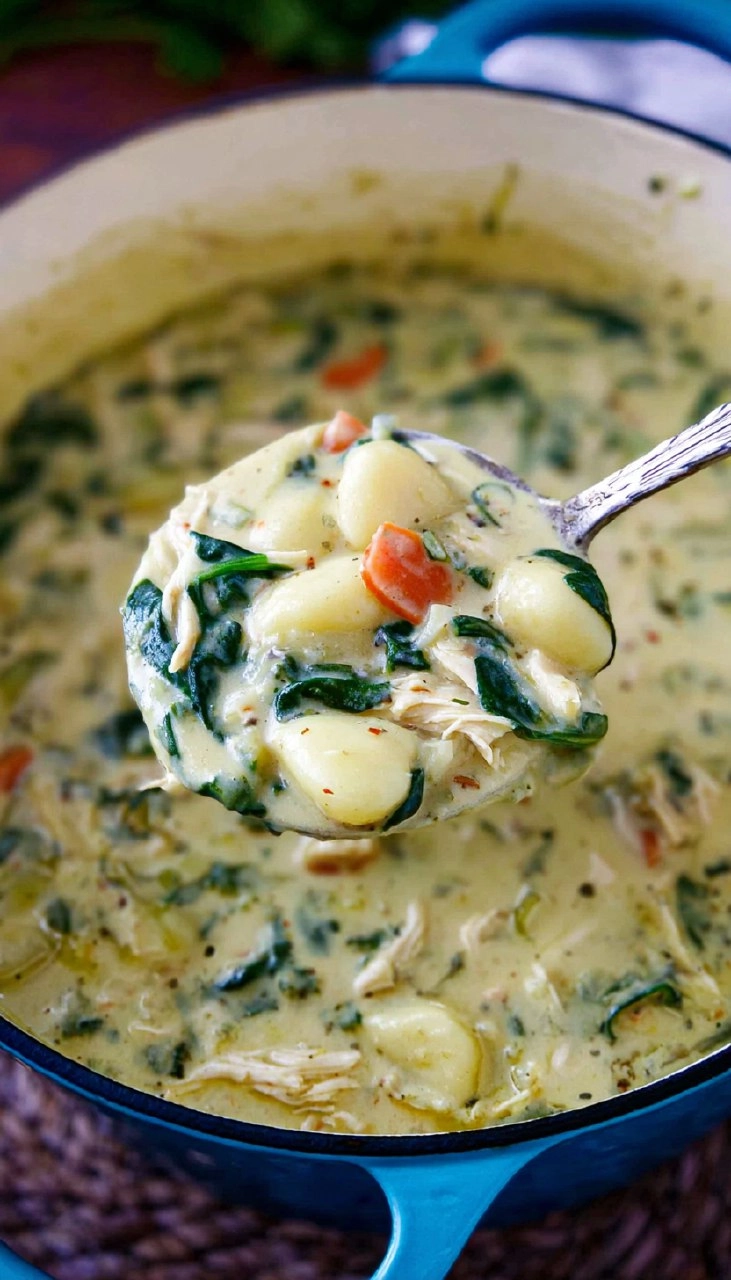 Creamy Chicken & Gnocchi Soup with Spinach