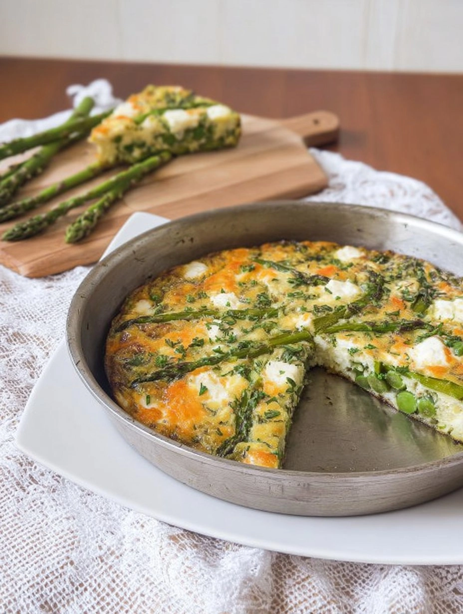 Herb & Goat Cheese Frittata with Asparagus and Peas