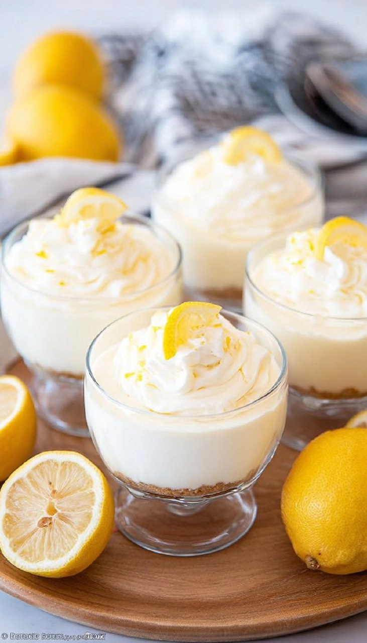 No-Bake Lemon Cheesecake Cups with Vanilla Cookie Crust