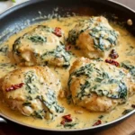 One-Pan-Creamy-Tuscan-Chicken-Thighs-with-Spinach-Sun-Dried-Tomatoes-Recipe