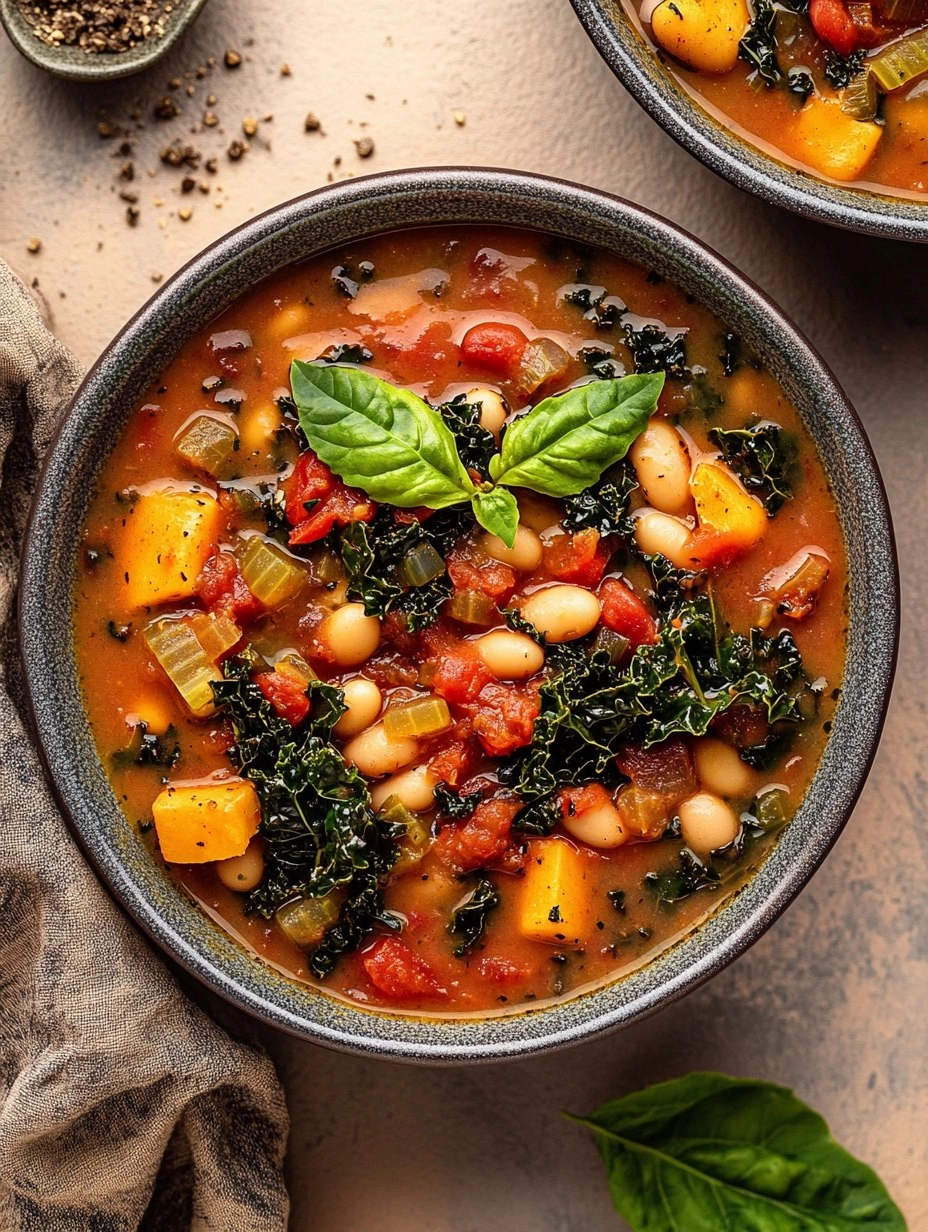 One-Pot Creamy Tuscan White Bean & Kale Soup