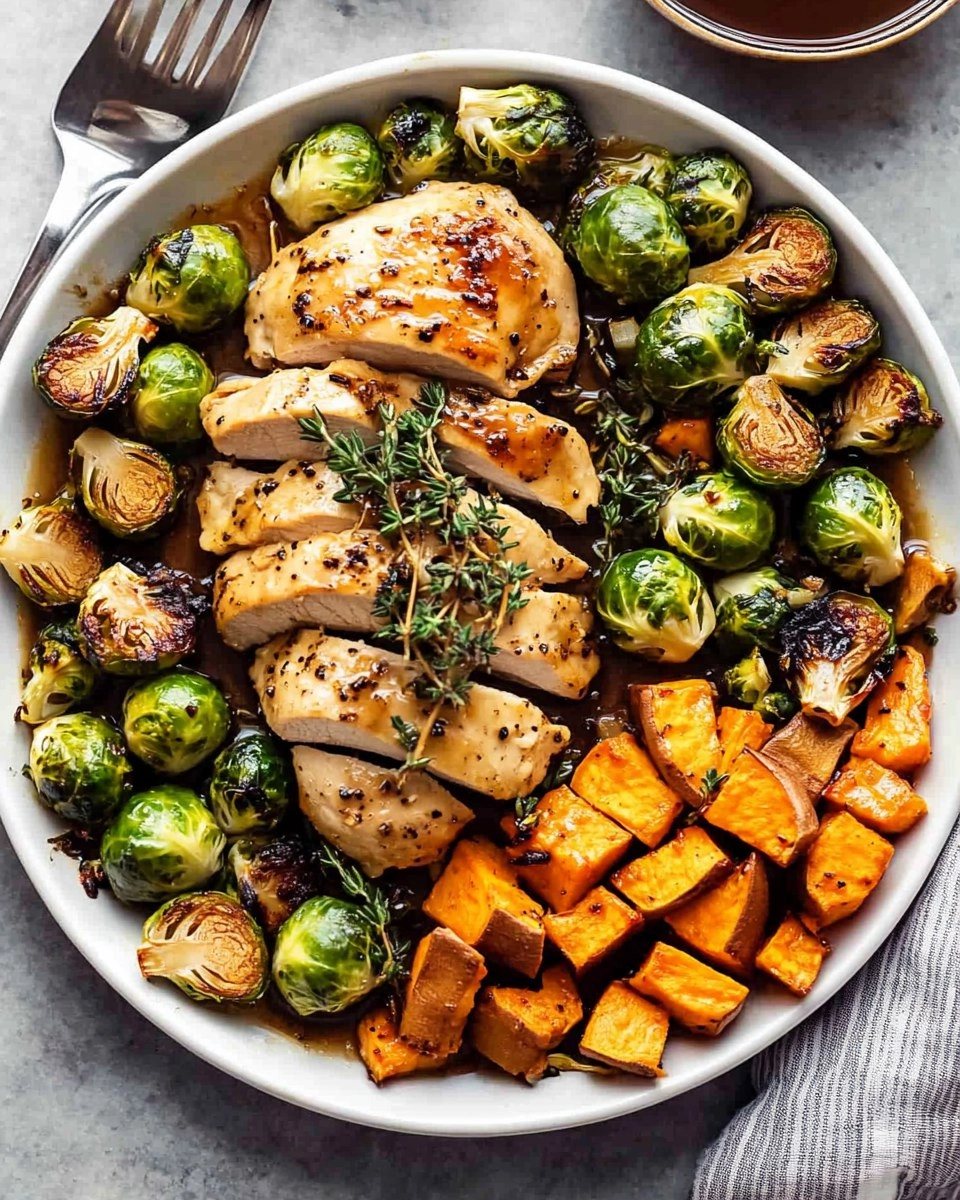 Sheet-Pan Maple Dijon Chicken with Brussels Sprouts & Sweet Potatoes