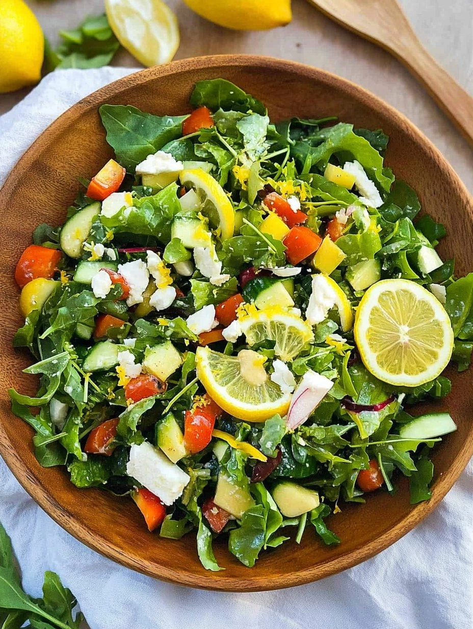 Spring Green Salad | Fresh Chopped Salad with Lemon Dressing