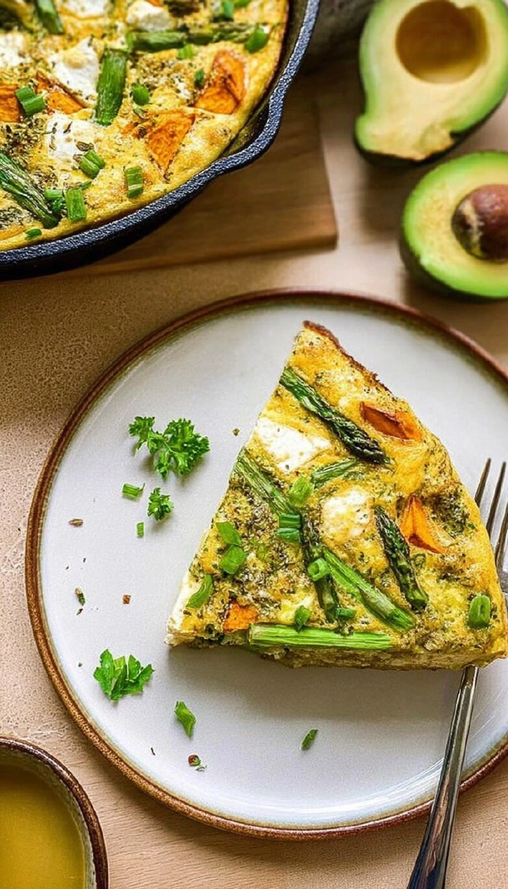Asparagus Frittata with Goat Cheese & Sweet Potatoes
