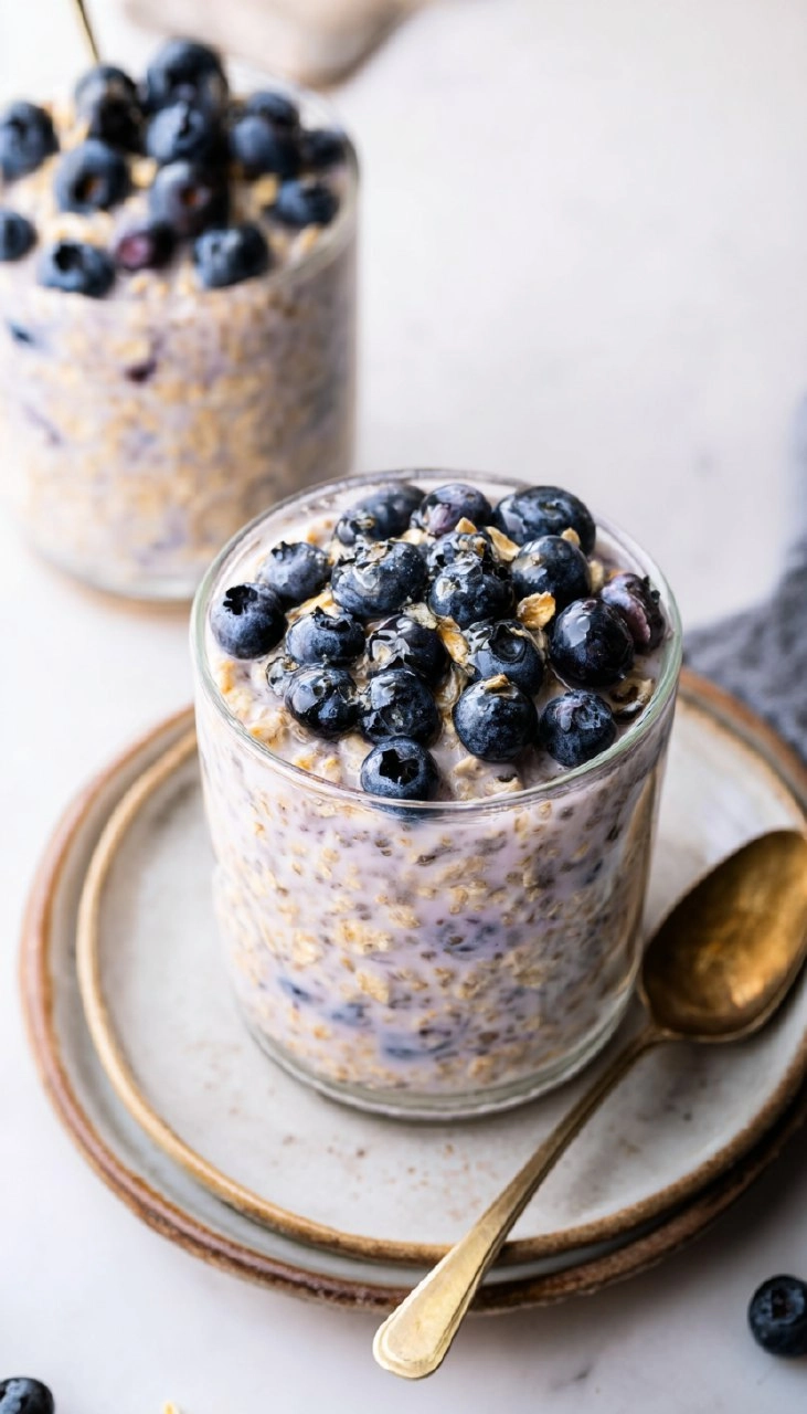 Blueberry Overnight Oats (5-Ingredient, Meal-Prep)