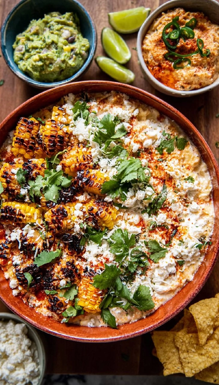 Cinco de Mayo Street Corn Dip & Guacamole Board