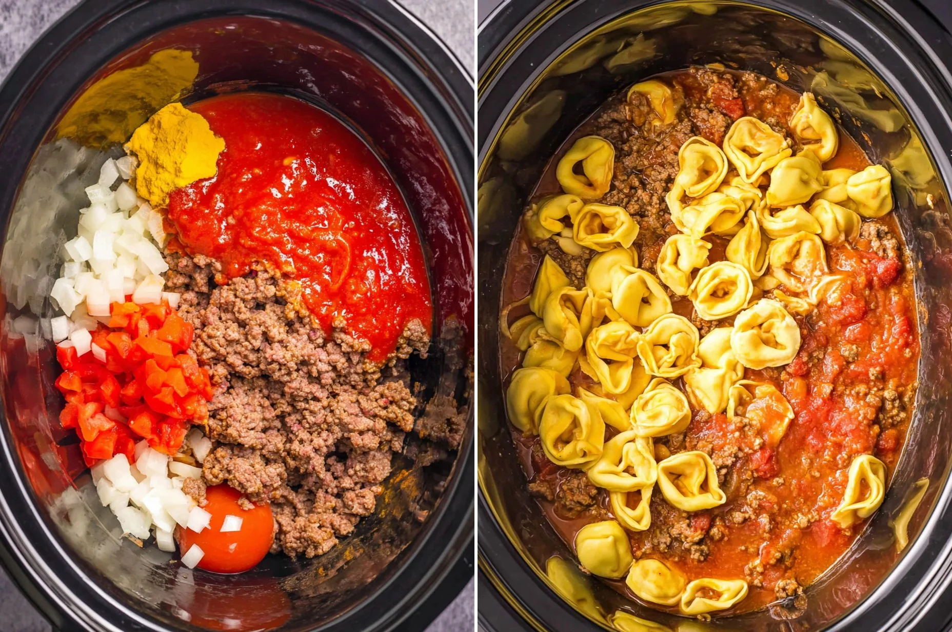 Crockpot Bacon Cheeseburger Tortellini