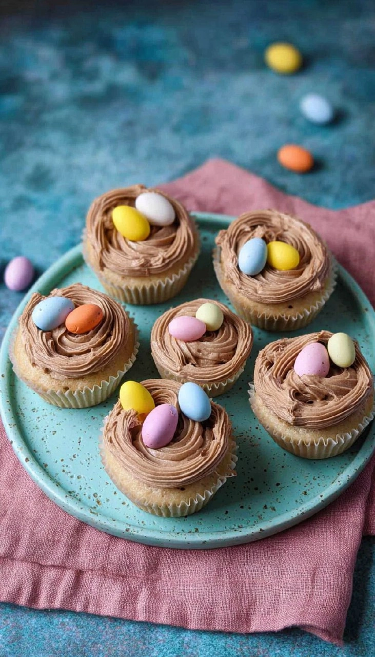 Easter Nest Cupcakes | Vanilla Sponge with Chocolate Buttercream & Mini Eggs