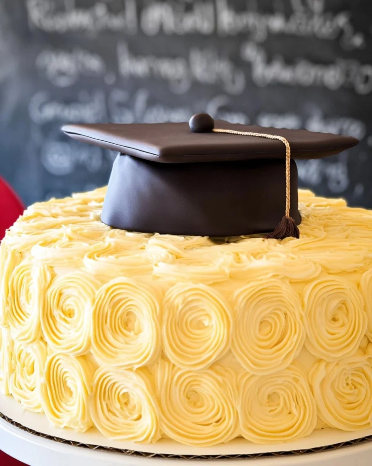 Elegant-Graduation-Cake-with-Fondant-Cap-Topper-Recipe