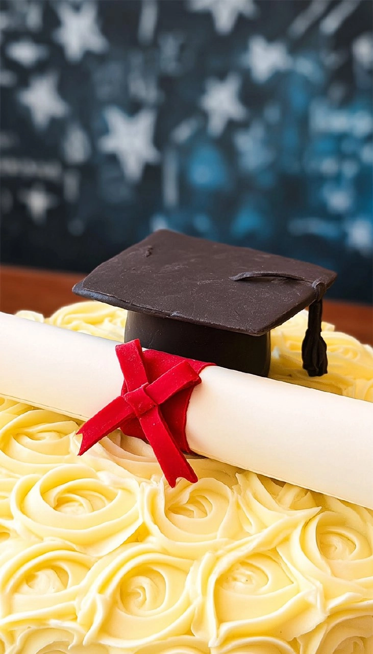 Elegant Graduation Cake with Fondant Cap Topper