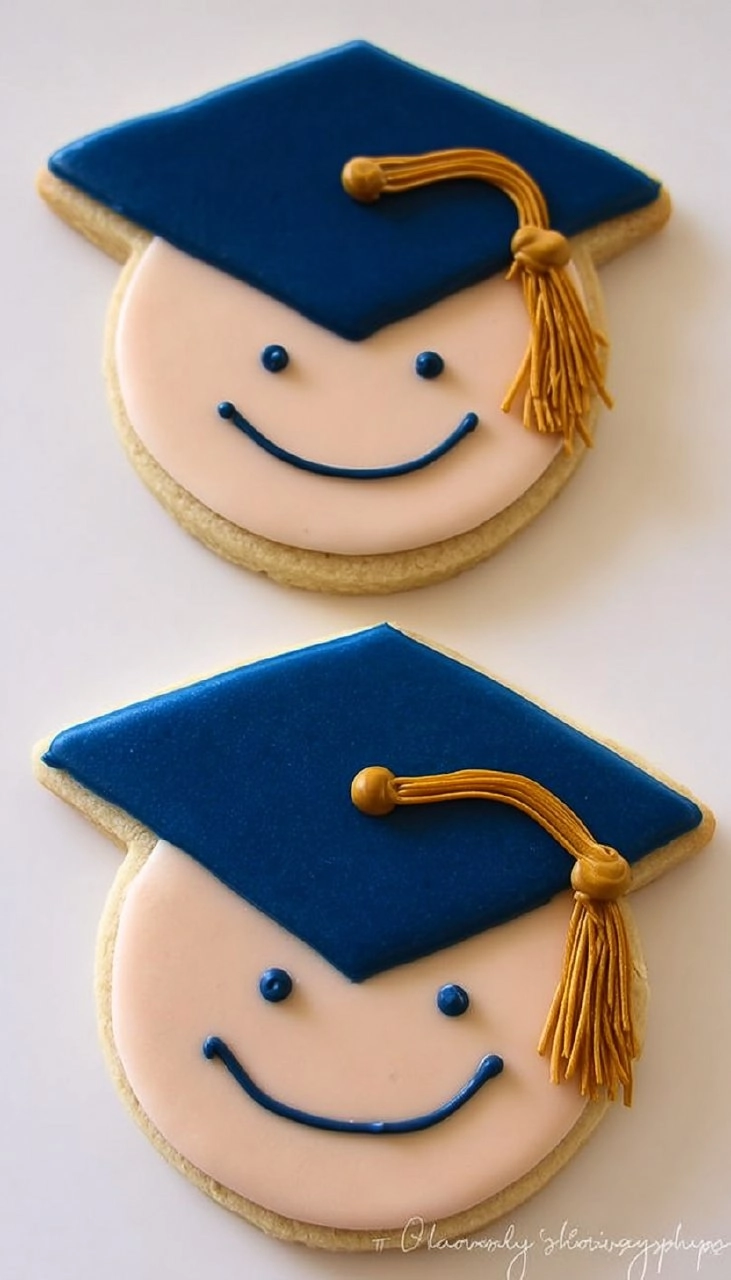 Graduation Cap & Diploma Sugar Cookies