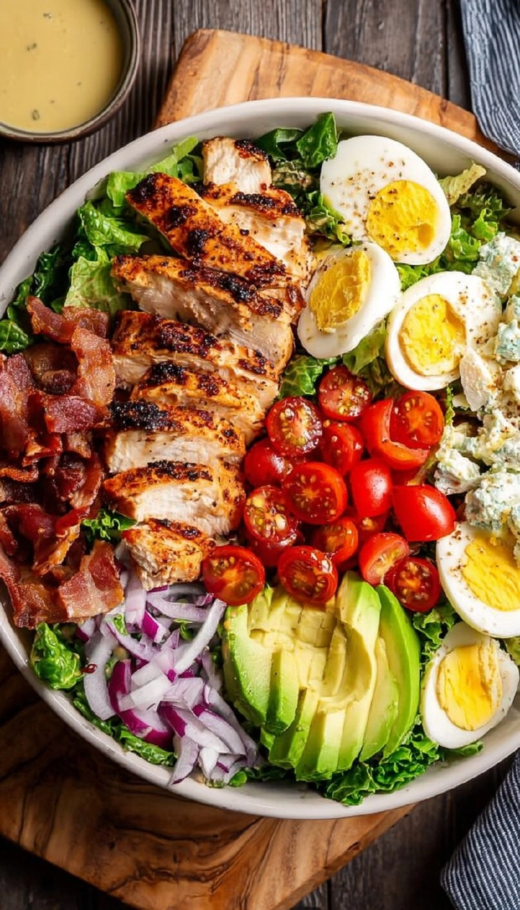 Healthy Grilled Chicken Cobb Salad with Honey Dijon Dressing