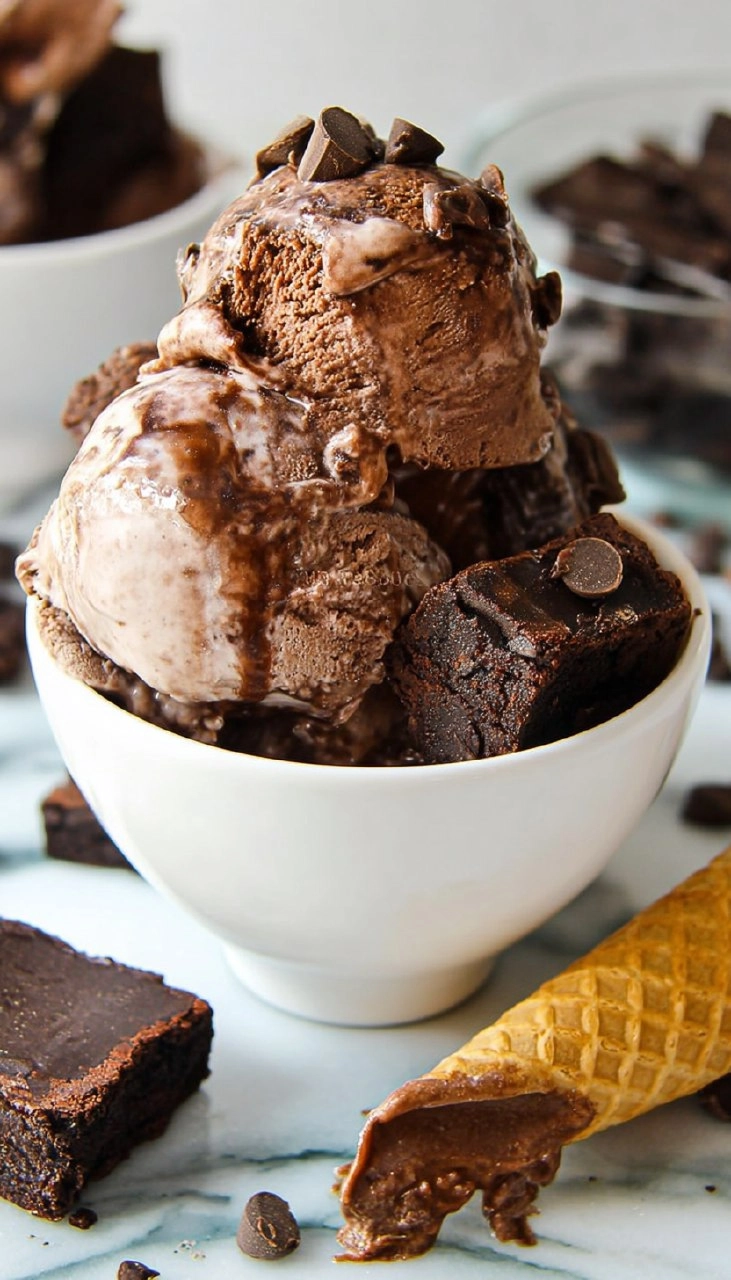No Churn Chocolate Fudge Brownie Ice Cream