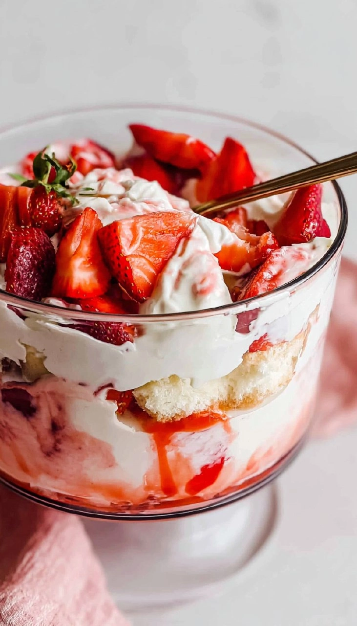 Strawberry Shortcake Trifle with Angel Food Cake