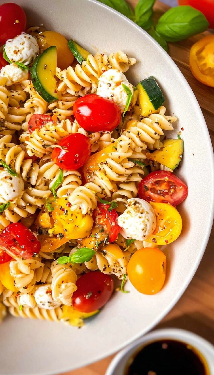 Summer Pasta Salad with White Balsamic Vinaigrette