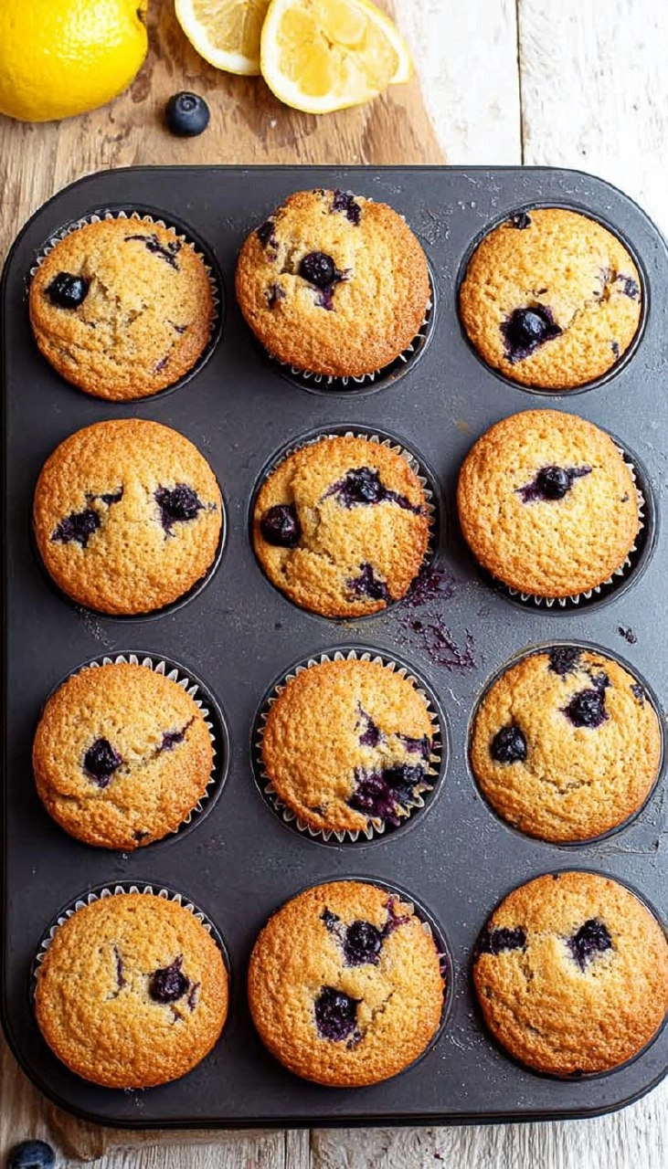 Almond Flour Lemon Blueberry Muffins (Paleo, Soft & Moist)