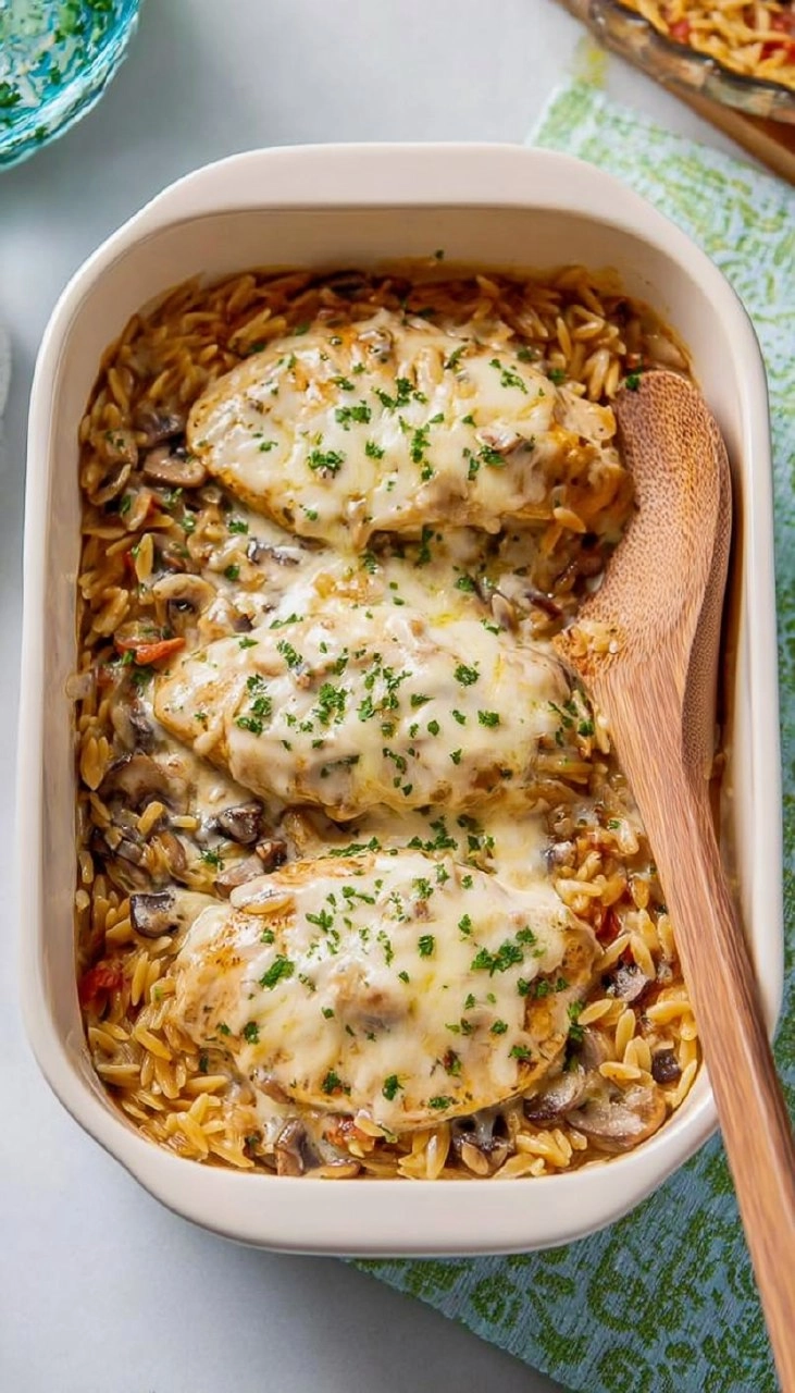 Creamy Chicken Orzo Bake
