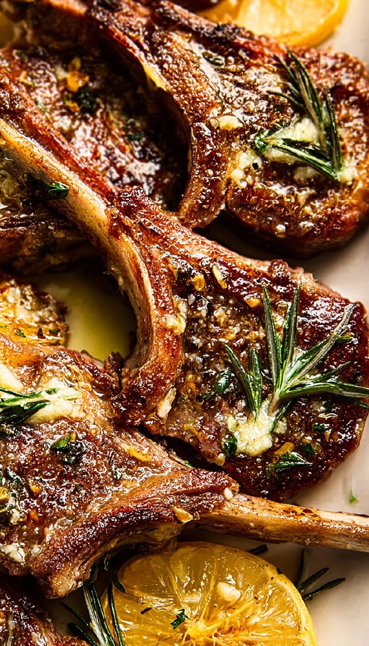 Garlic Rosemary Lamb Chops with Lemon Butter