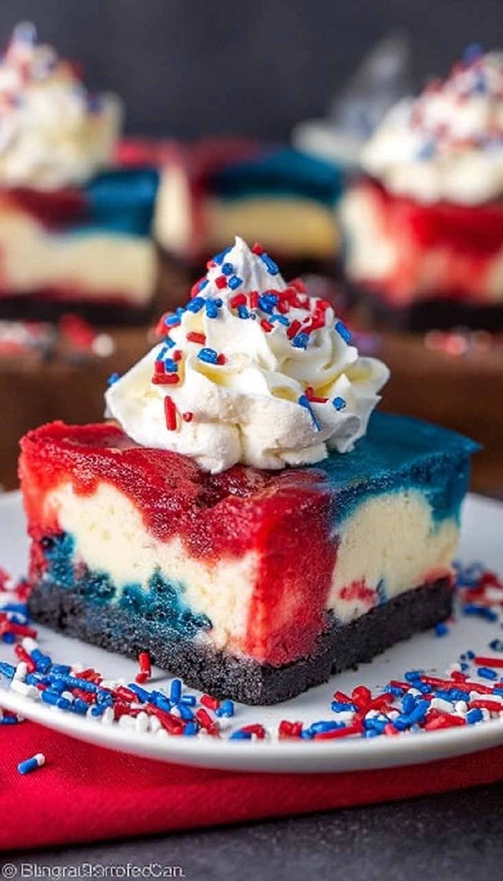 Red White and Blue Cheesecake Bars