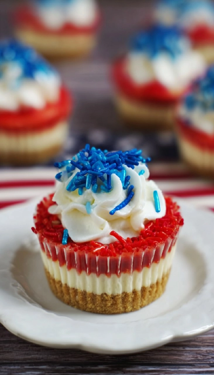 Red, White and Blue Mini Cheesecakes