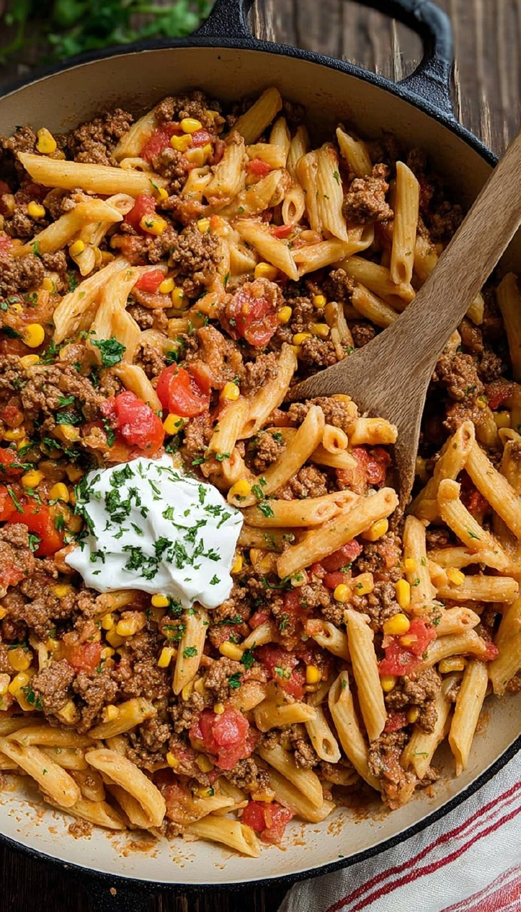 Southwest Ground Beef Pasta