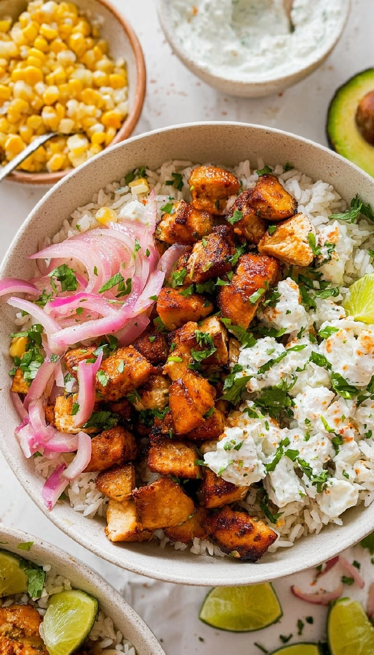 Street Corn Chicken Rice Bowls