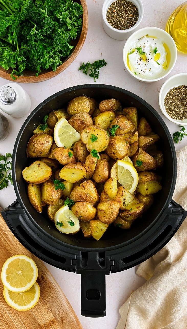 Air Fryer Greek Roasted Potatoes