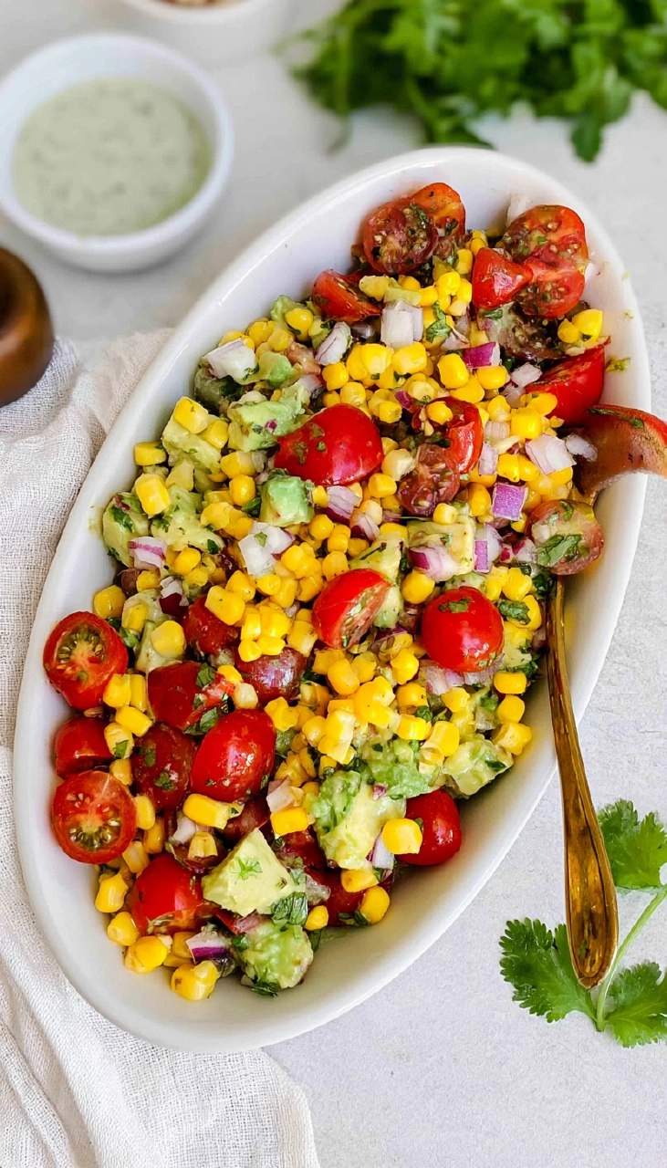 Corn Tomato Avocado Salad (with Cilantro Lime Vinaigrette)