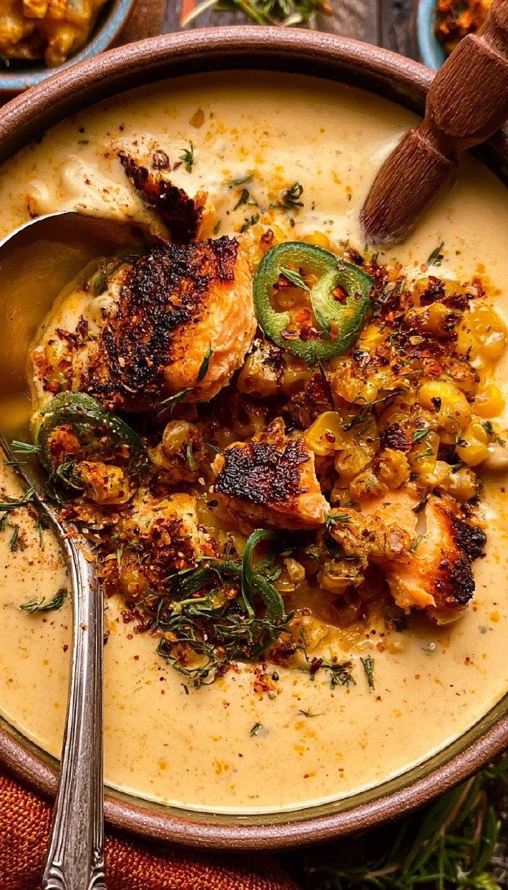 Creamy Blackened Salmon Chowder