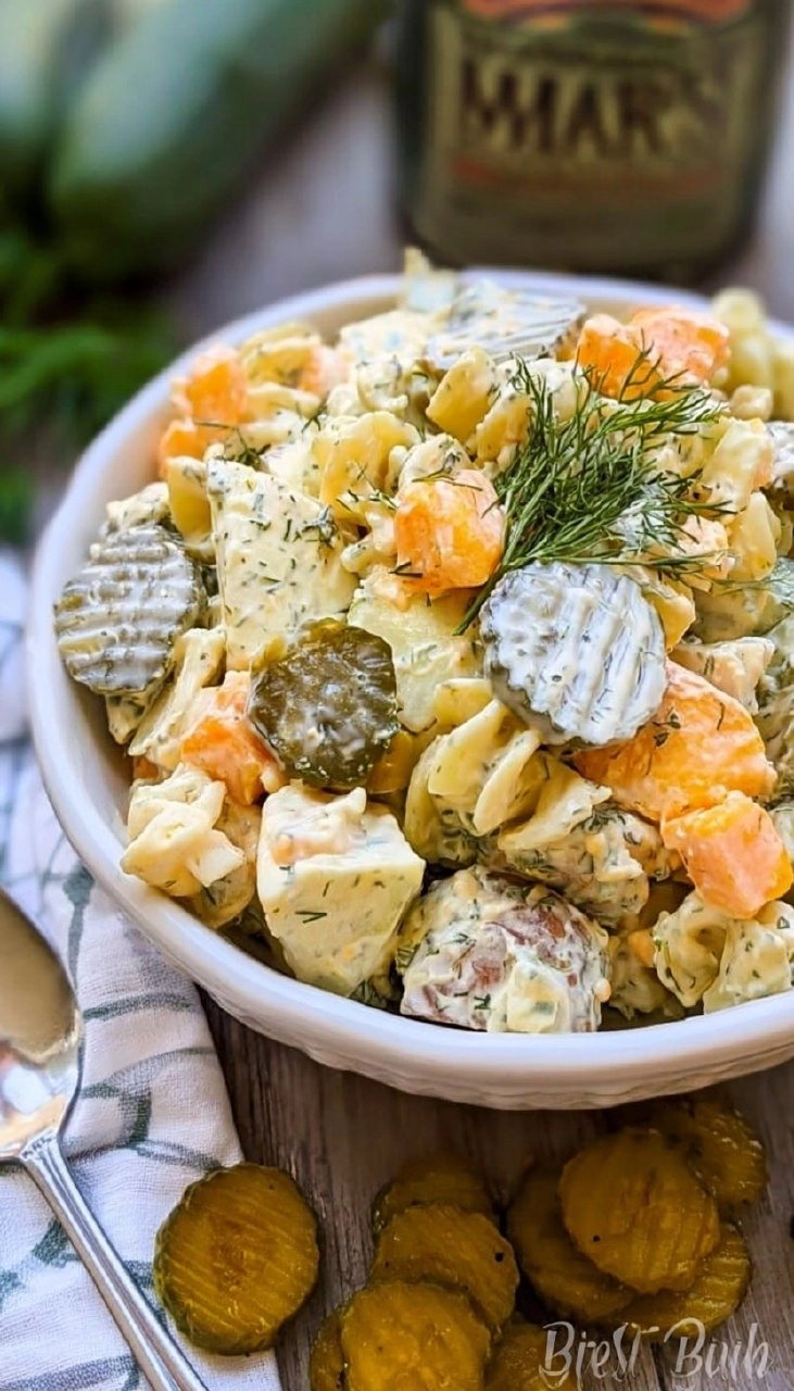 Creamy Dill Pickle Pasta Salad