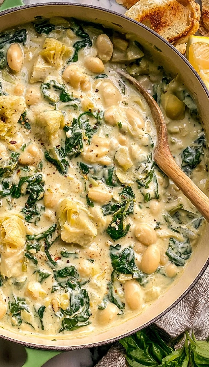 Creamy Spinach Artichoke Butter Beans