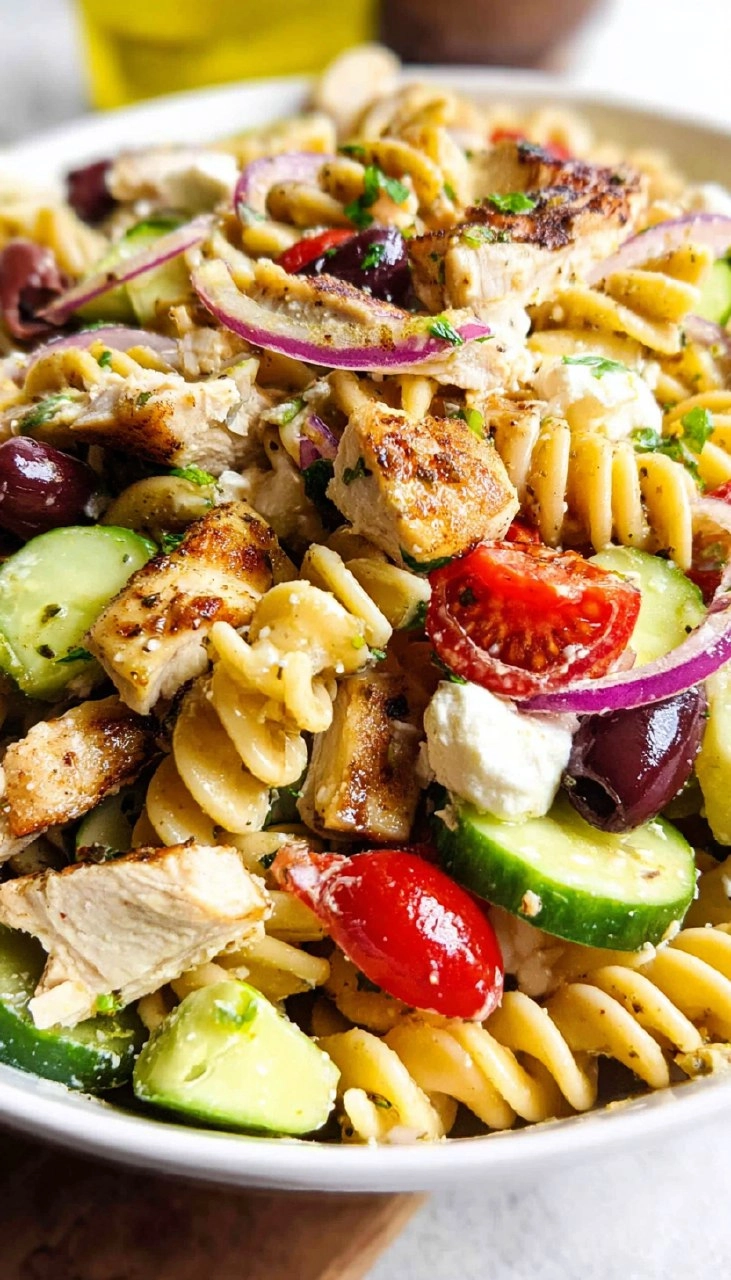Greek Chicken Pasta Salad (Healthy, High Protein, Easy Meal Prep)