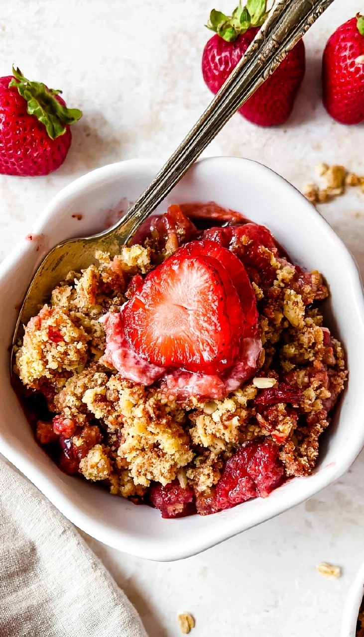Healthy Strawberry Crisp (Gluten Free, Easy Almond Flour Crumble)