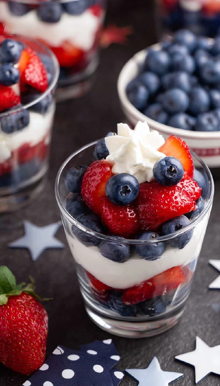 Red, White and Blue Fruit Cups