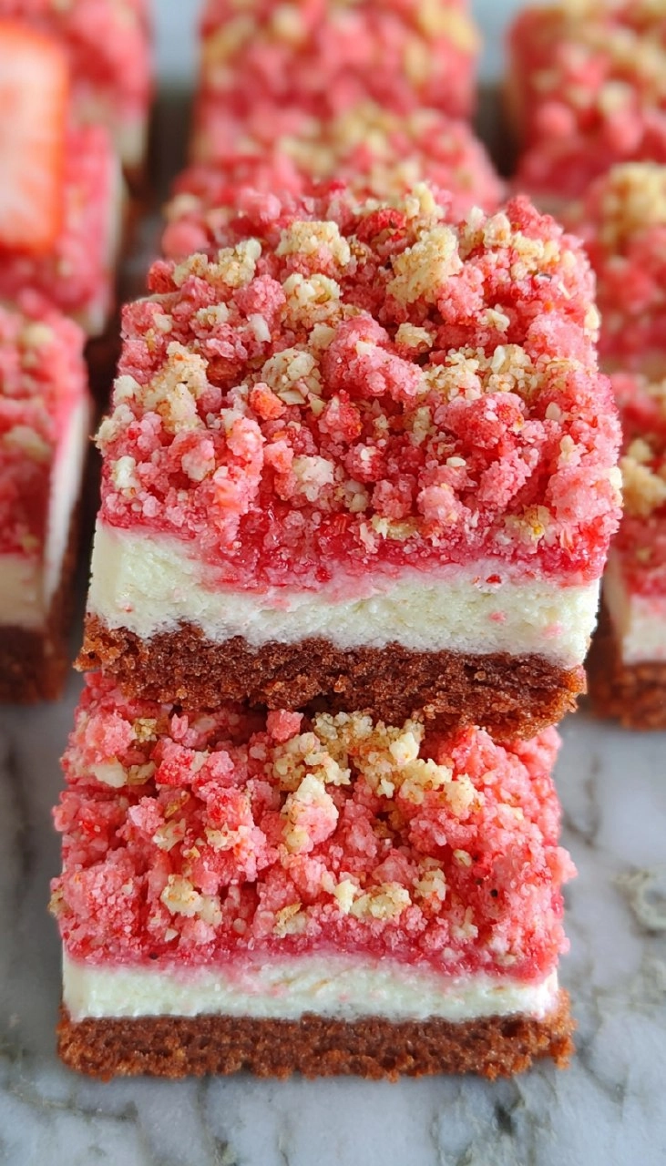 Strawberry Crunch Cheesecake Brownies