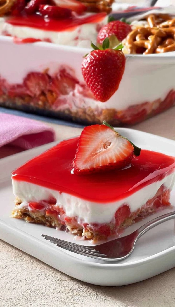 Strawberry Pretzel Salad | Sweet No-Bake Potluck Dessert