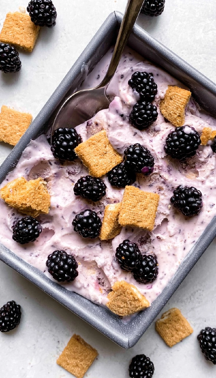 Blackberry Cheesecake Cottage Cheese Ice Cream