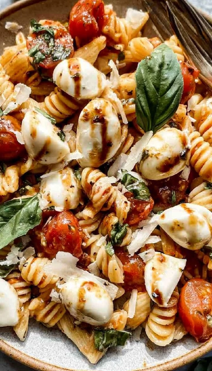 Caprese Pasta (Easy Tomato Mozzarella Pasta)