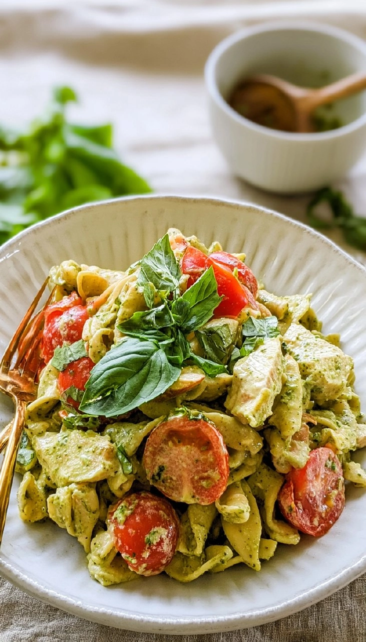 Creamy Chicken Pesto Pasta Salad