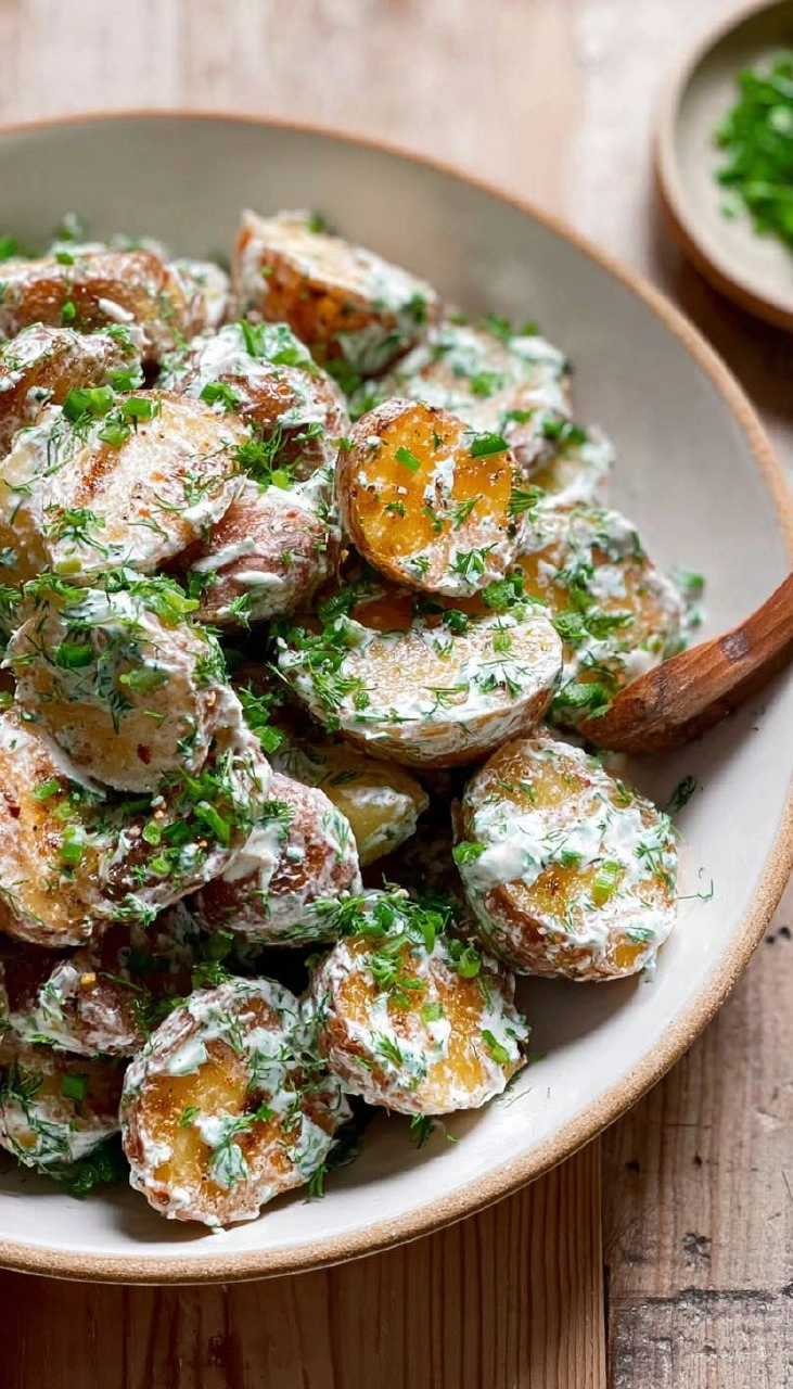 Crispy Potato Salad with Creamy Herb Yogurt Dressing 115 Crispy Potato Salad with Creamy Herb Yogurt Dressing