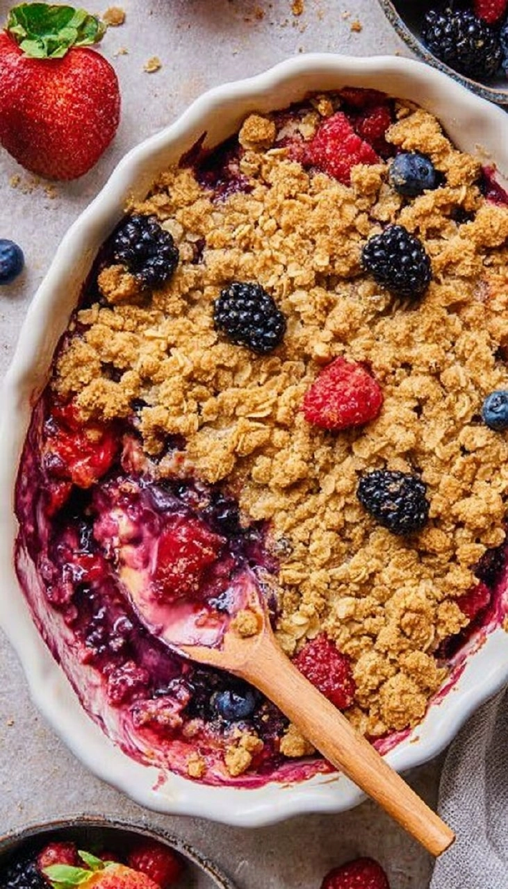 Healthy Mixed Berry Crisp (Gluten-Free)