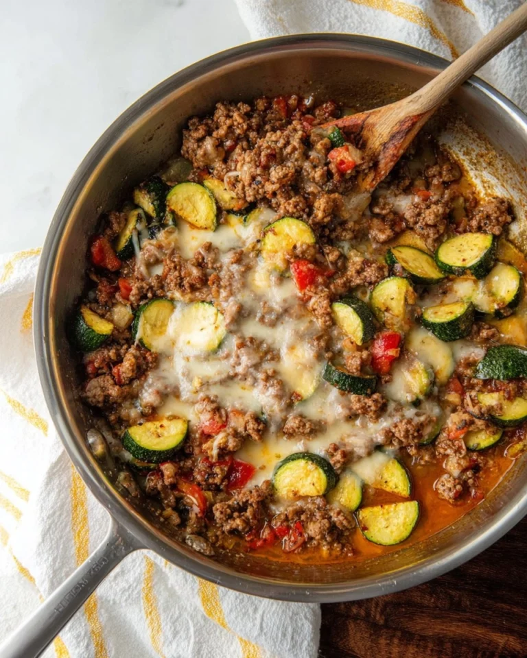 Cheesy-Ground-Beef-Zucchini-Skillet-Recipe