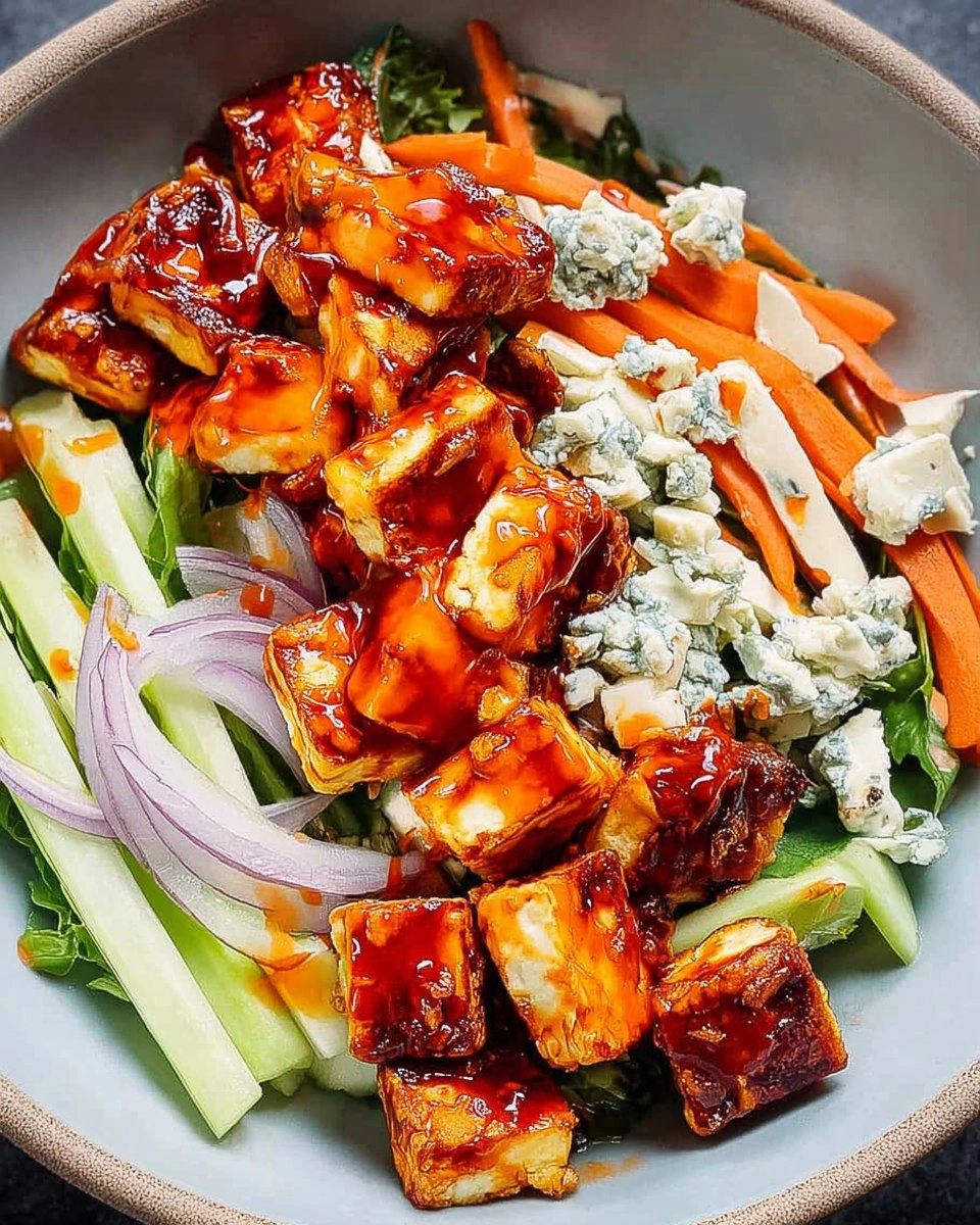 Crispy Buffalo Halloumi Salad