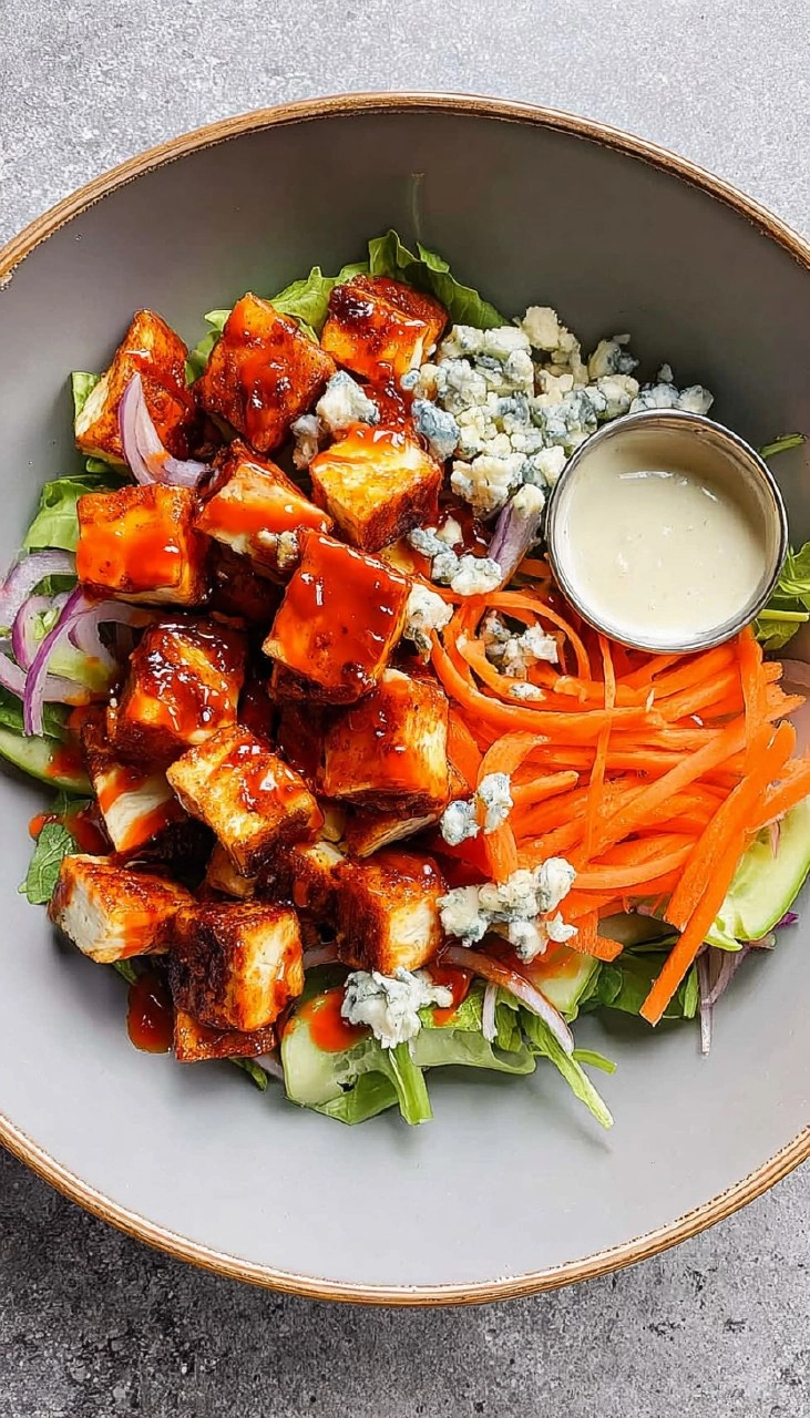 Crispy Buffalo Halloumi Salad