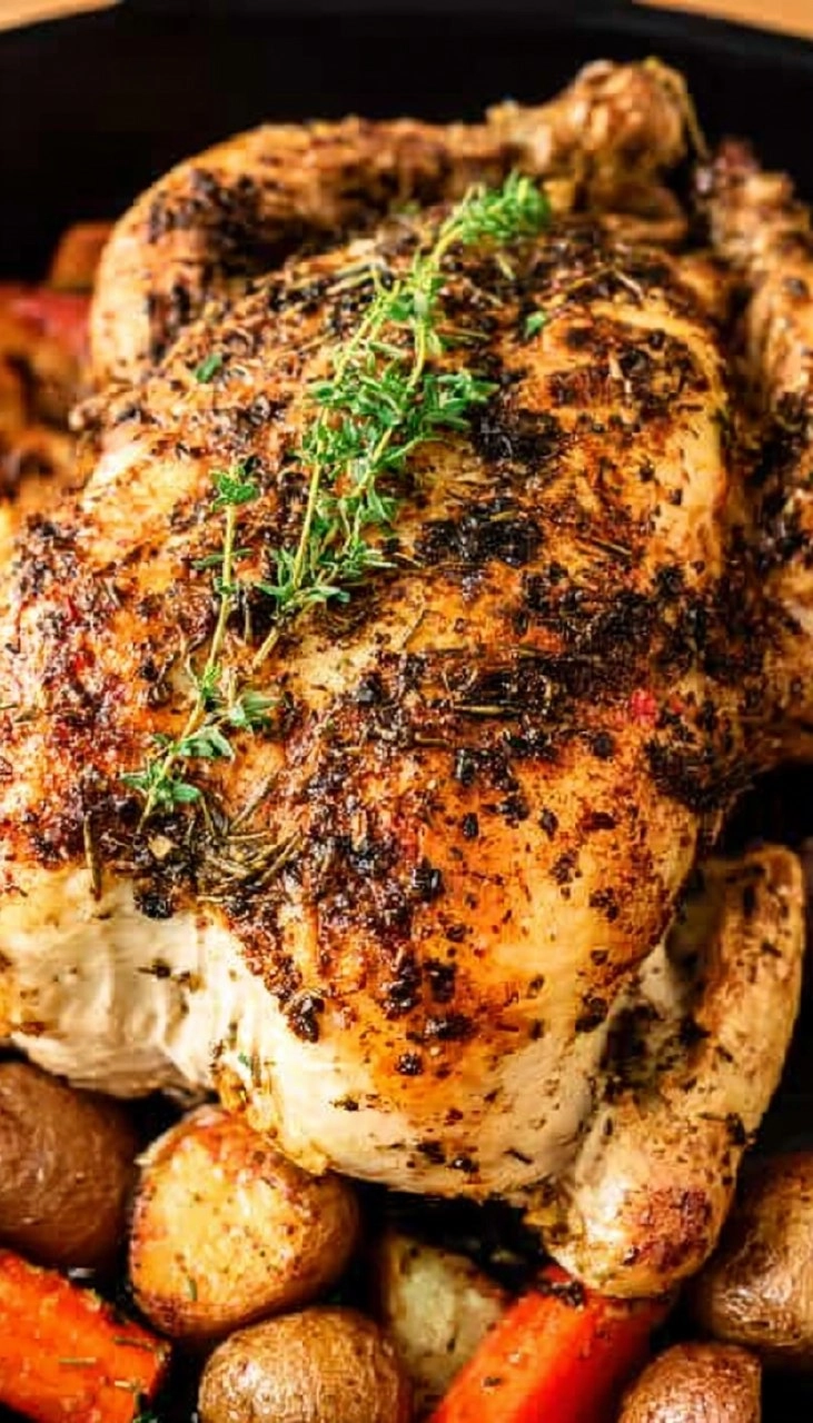Easy Whole Roast Chicken (Crispy Skin + Juicy Inside)