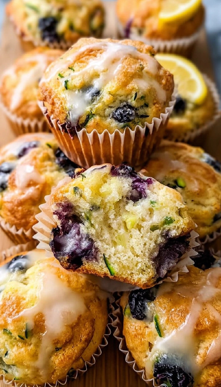 Lemon Blueberry Zucchini Muffins