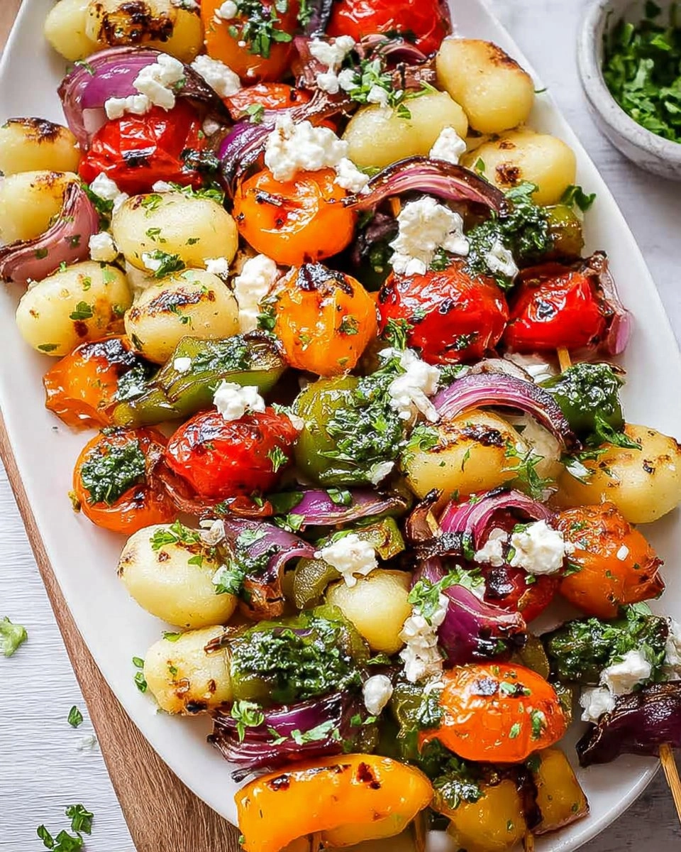 Rainbow Grilled Gnocchi Skewers