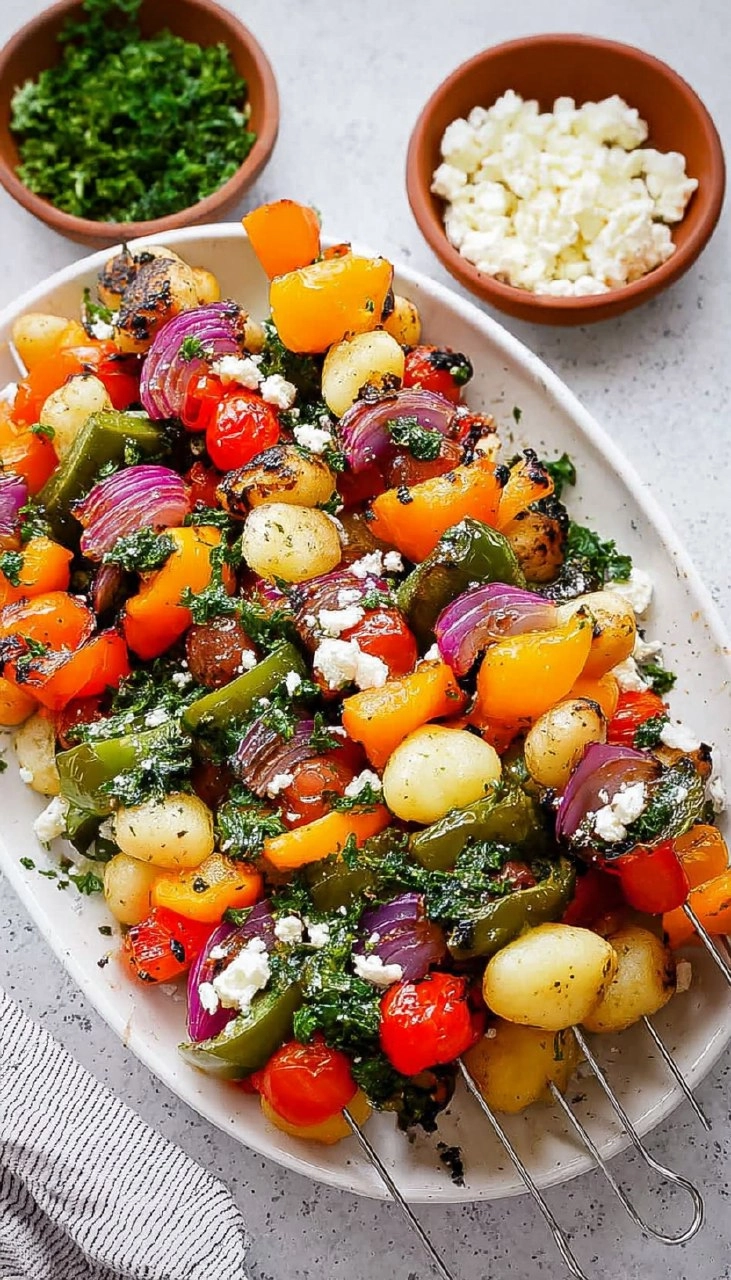 Rainbow Grilled Gnocchi Skewers