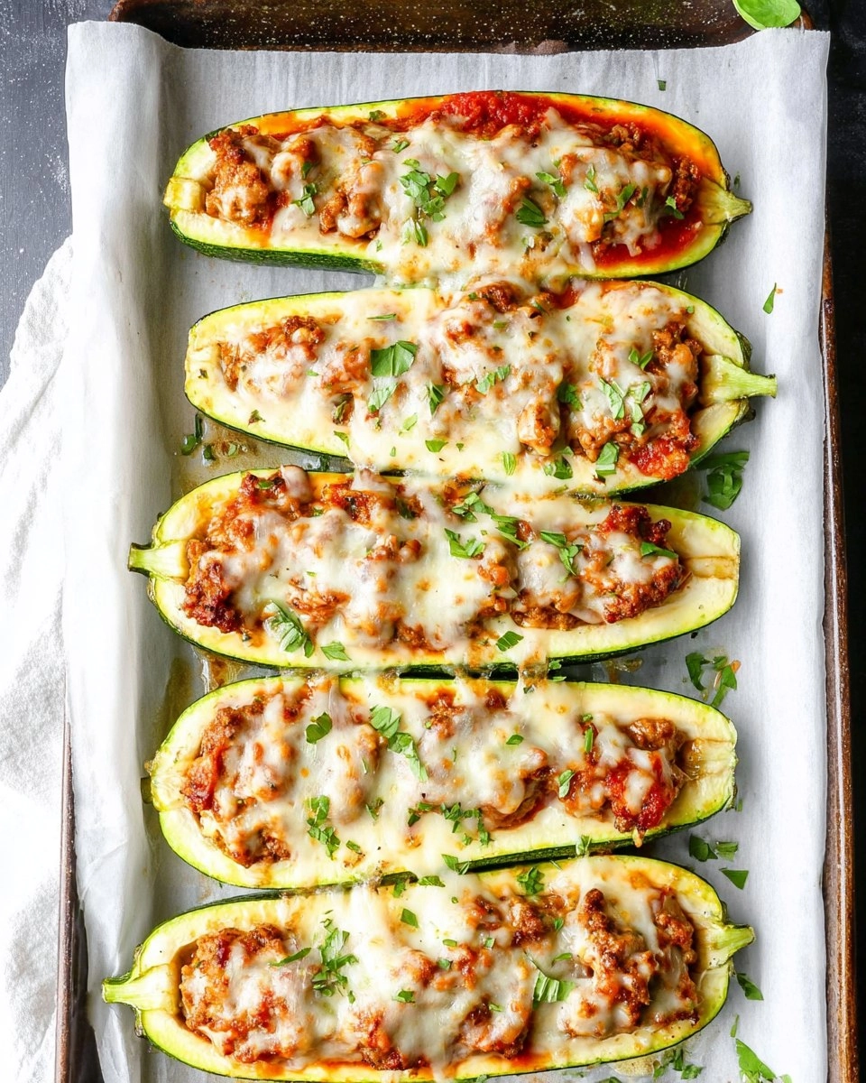 Sausage Stuffed Zucchini Boats