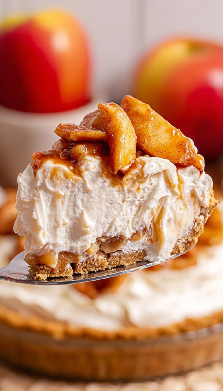 Creamy No Bake Apple Cheesecake Pie